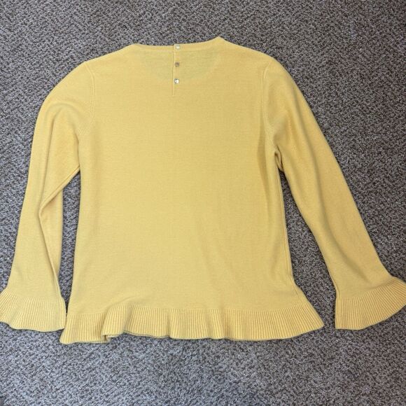 J.McLaughlin Women's 100% Cashmere Mustard Yellow Sweater Womens Large Flutter - Picture 8 of 11